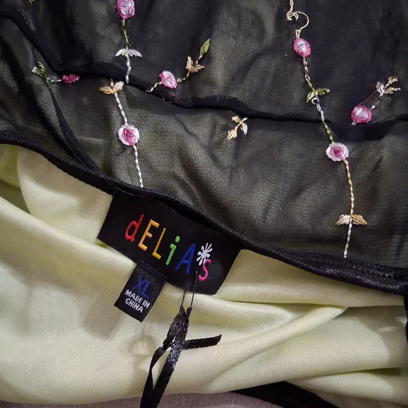 NWT Dolls Kill Delias A Day In My Life XL Green Floral Ruched Mini Dress!! - Picture 8 of 10